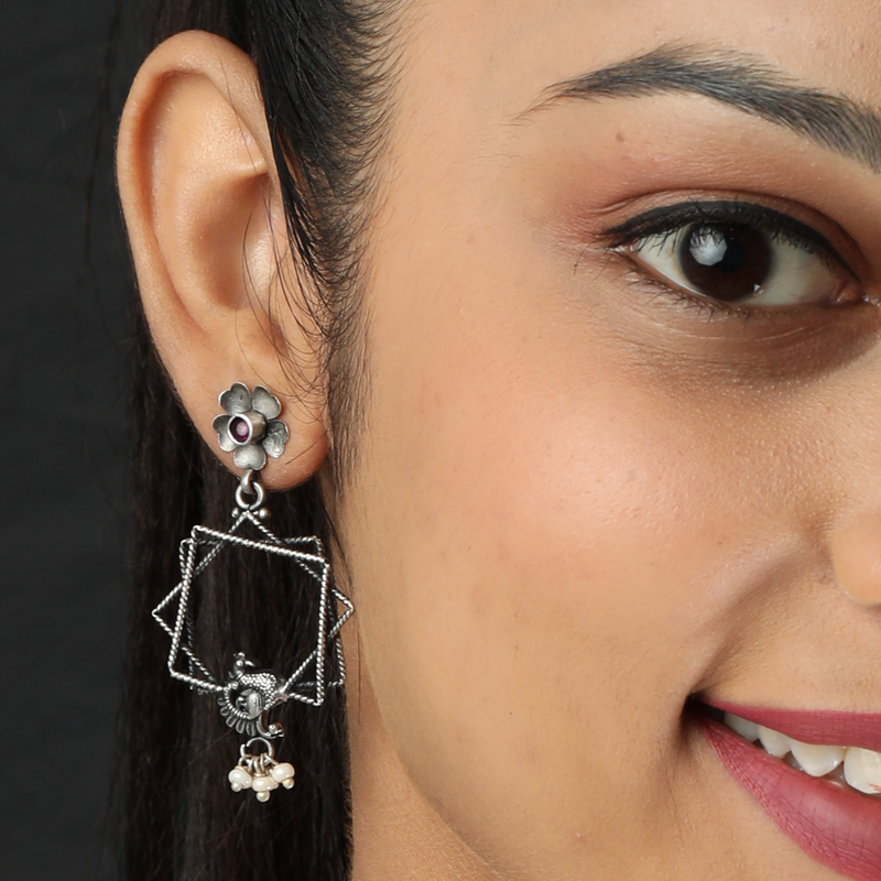 925 Silver Trigo Tribal Earrings