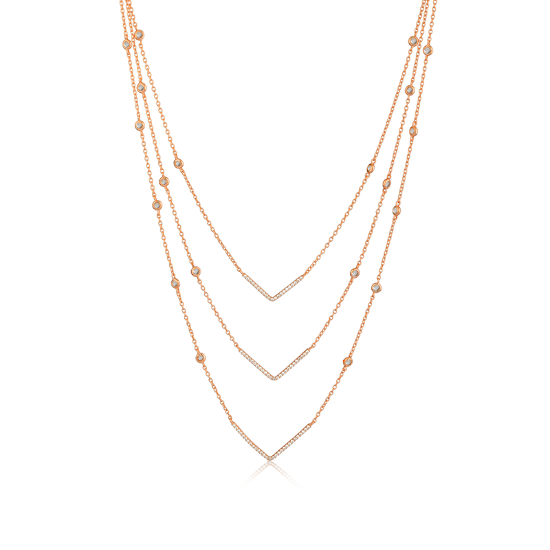 925 Silver Rose Gold Charm Necklace