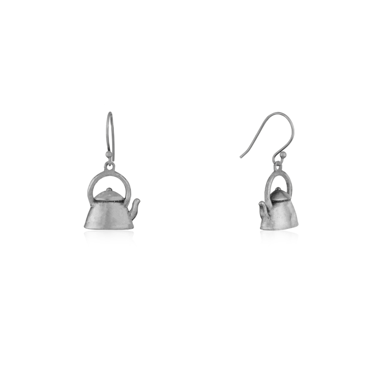 925 Silver Kettle Earrings - Unique & Playful