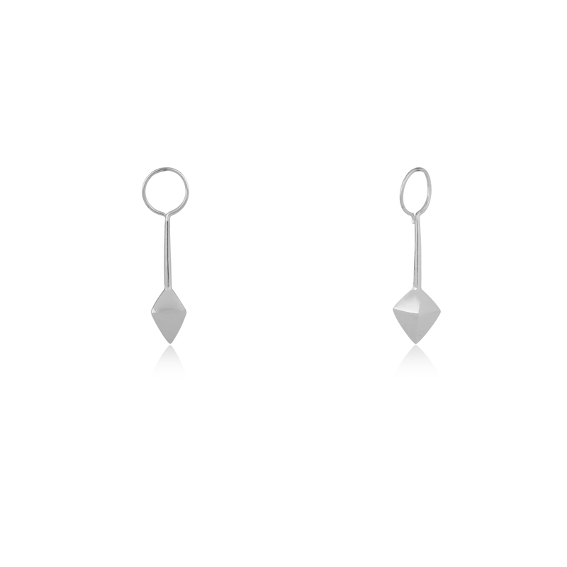 Angular Teardrop Silver Earrings