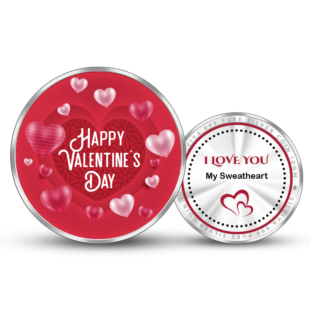 Valentine Day Special 999 Pure Silver Round Coin with Heart Design