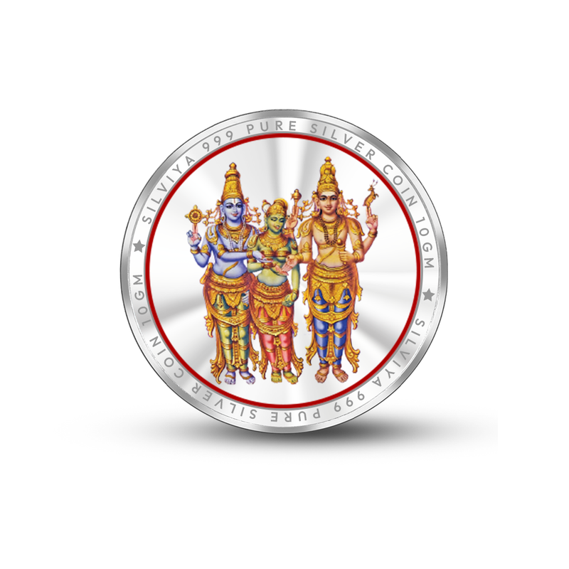 Meenakshi Amman Temple 999 Pure Silver Coin Round Shape