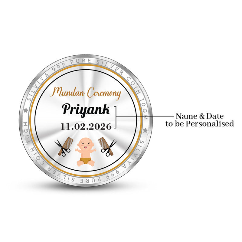 Mundan Ceremony Customized 999 Pure Silver Coin Round Shape