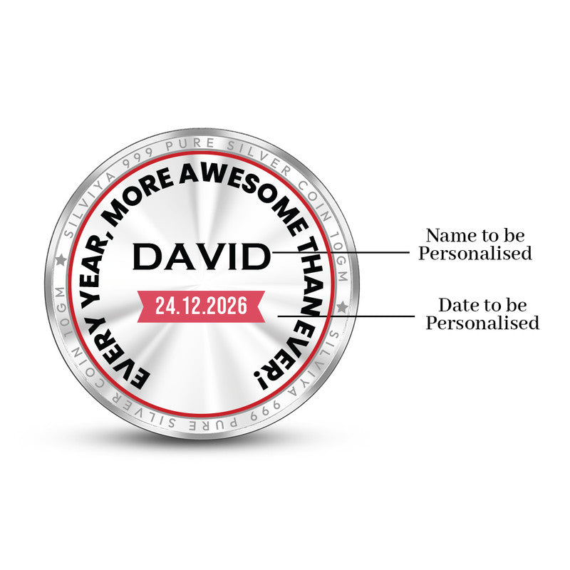 Happy Birthday Treat Personalized 999 Pure Silver Round Coin