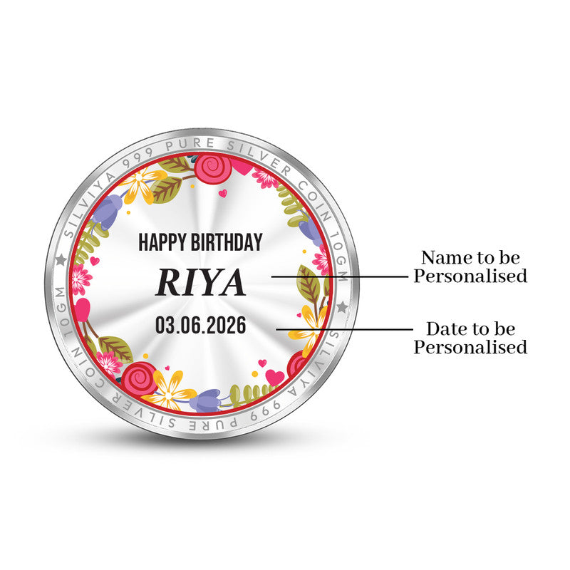 Birthday Celebration Personalized 999 Pure Silver Round Coin
