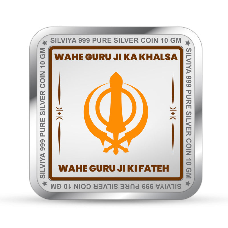 Guru Gobind Singh Ji 999 Pure Silver Coin Square Shape