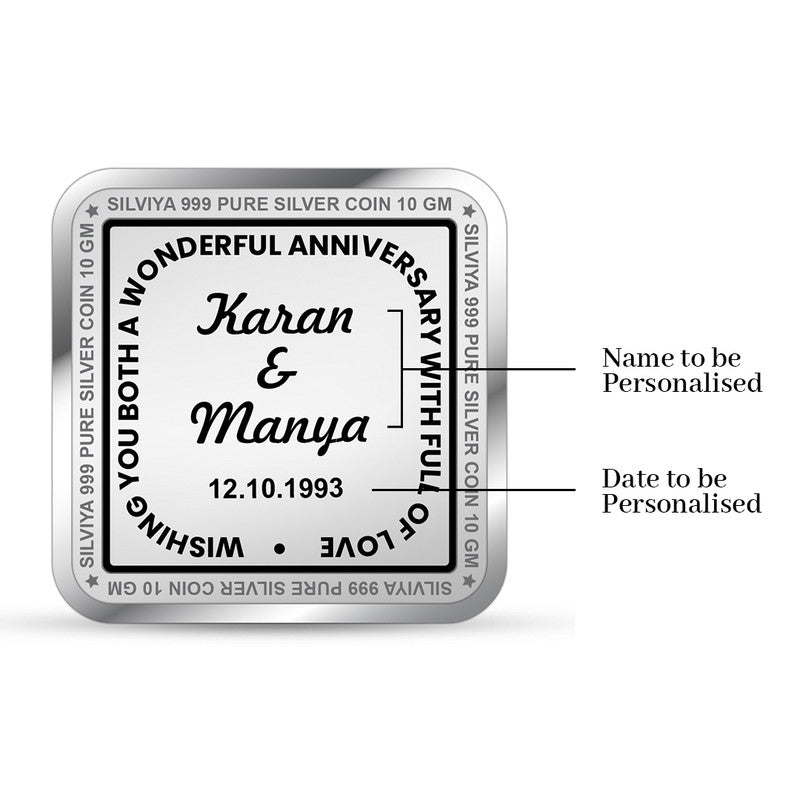 Personalized First Anniversary 999 Pure Silver Coin Square