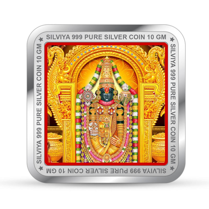 Tirupati Bala Ji Temple 999 Pure Silver Coin Square Shape