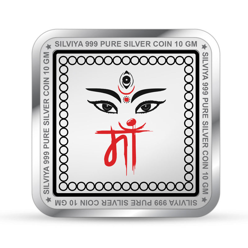 Mata Vaishno Devi 999 Pure Silver Coin Square