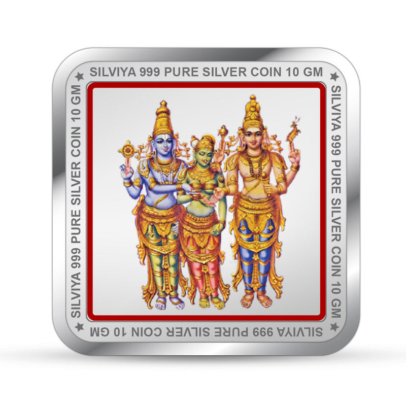 Meenakshi Amman Temple 999 Pure Silver Coin Square Shape