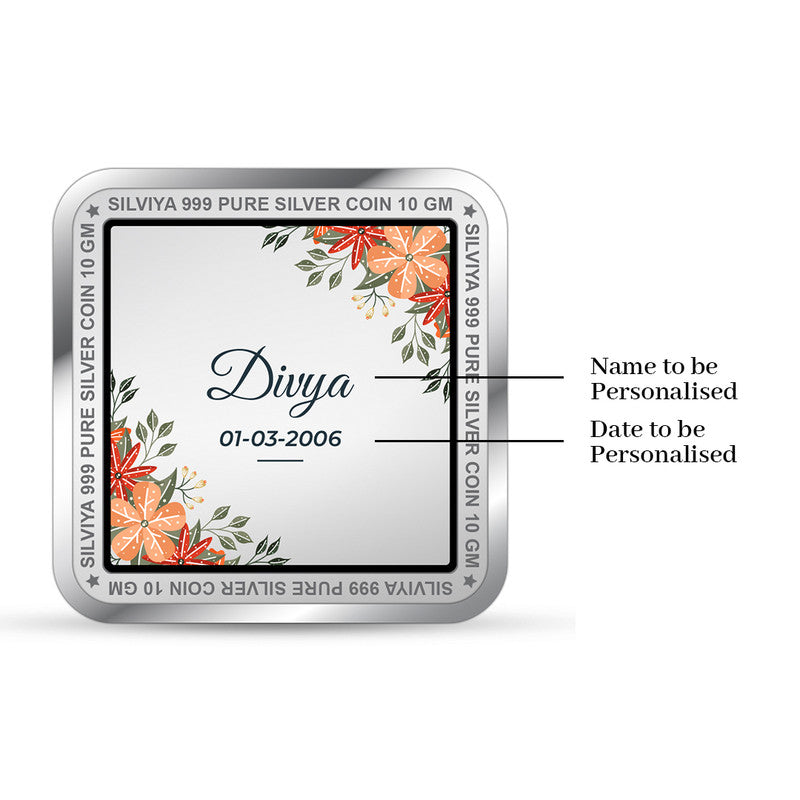 Celebrate New Life Personalized 999 Pure Silver Coin Square