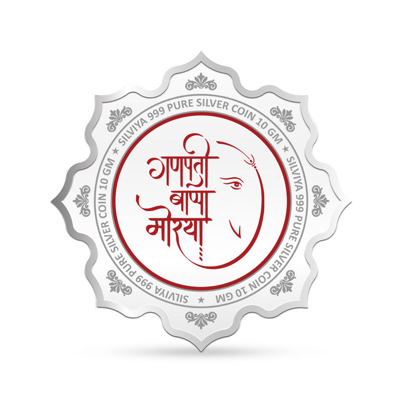 Ganpati Bappa Morya 999 pure silver coin in lotus shape back side
