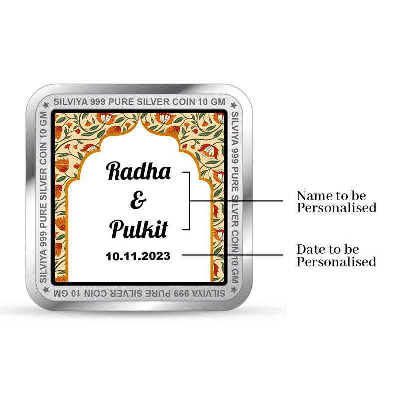 Personalized Best Wedding Gift 999 Pure Silver Coin Square