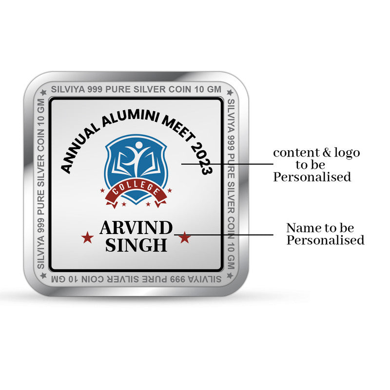 Personalized Alumni Reunion 999 Pure Silver Coin Gift Square