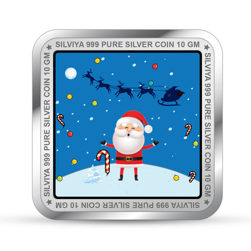 Merry Christmas 999 Pure Silver Coin Square Shape