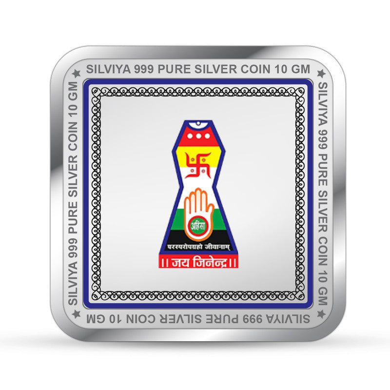 Mahavir Swami Ji 999 Pure Silver Coin Square Shape