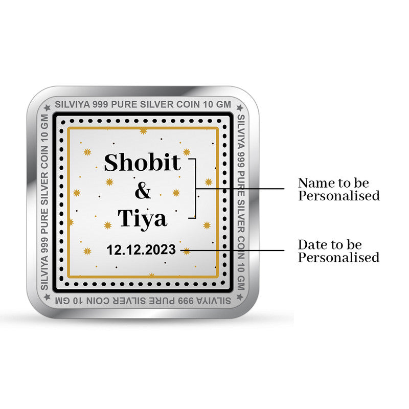 Personalized Wedding Luxury Gift 999 Pure Silver Coin Square