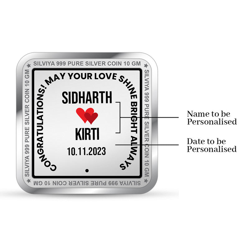 Personalized 25th Anniversary 999 Pure Silver Coin Square