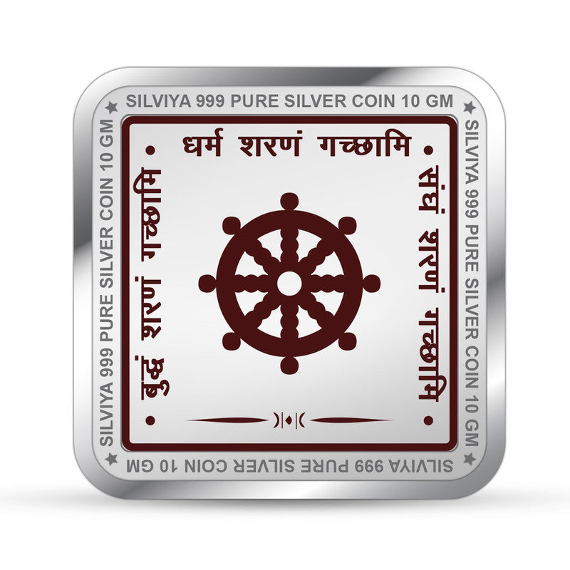 Bhagwan Buddha 999 Pure Silver Coin Square Shape