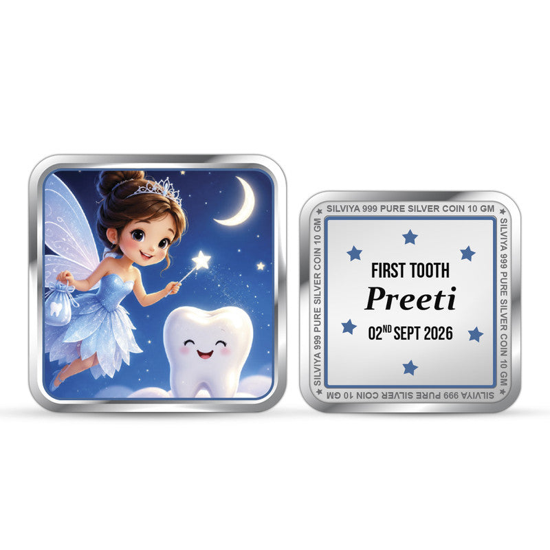 Tooth Fairy Customized 999 Pure Silver Coin Square Shape