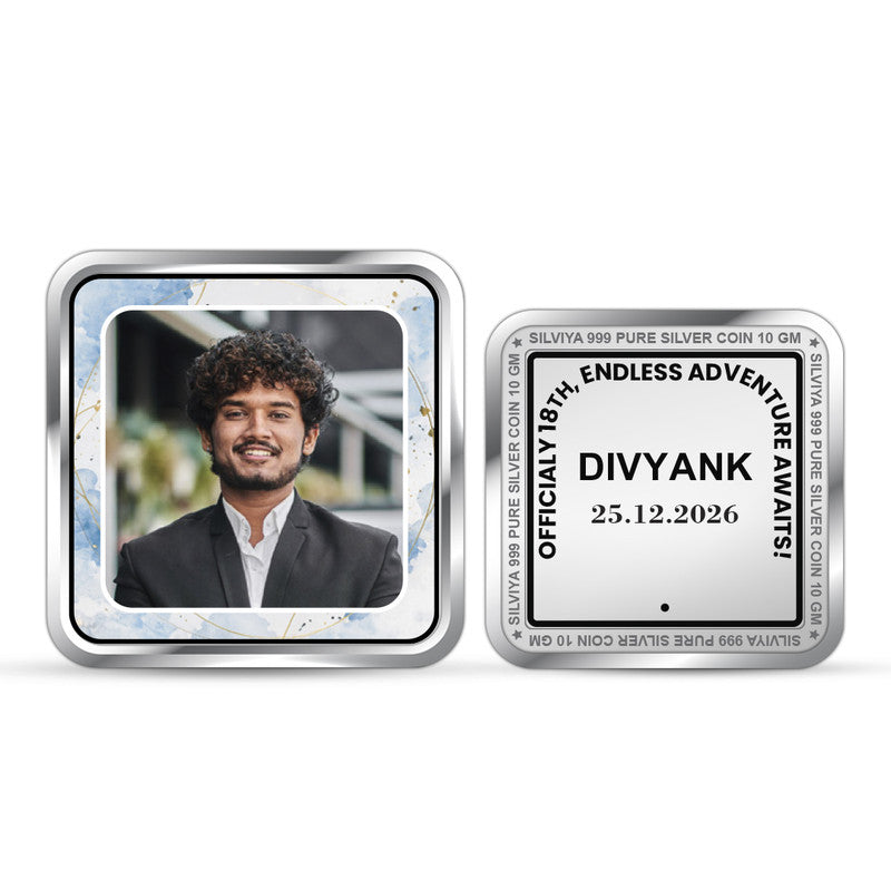 Happy 18th Birthday Customized 999 Pure Silver Square Coin