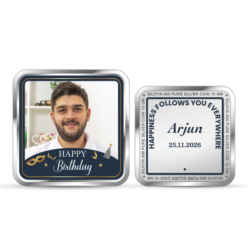 Happy Birthday Customized 999 Pure Silver Square Coin
