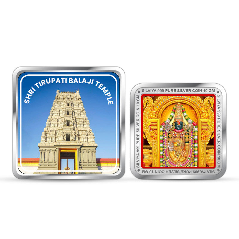 Tirupati Bala Ji Temple 999 Pure Silver Coin Square Shape