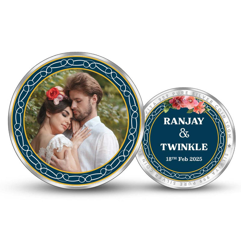 Personalized 999 Pure Silver Wedding Gift Coin Round Shape