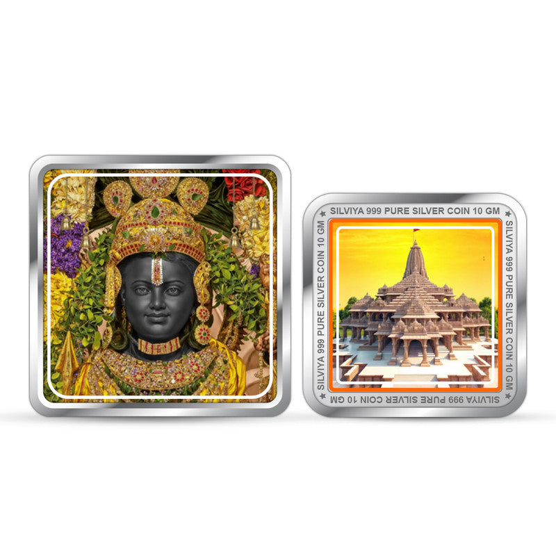 Ram Lalla Virajman Mandir 999 Pure Silver Coin Square