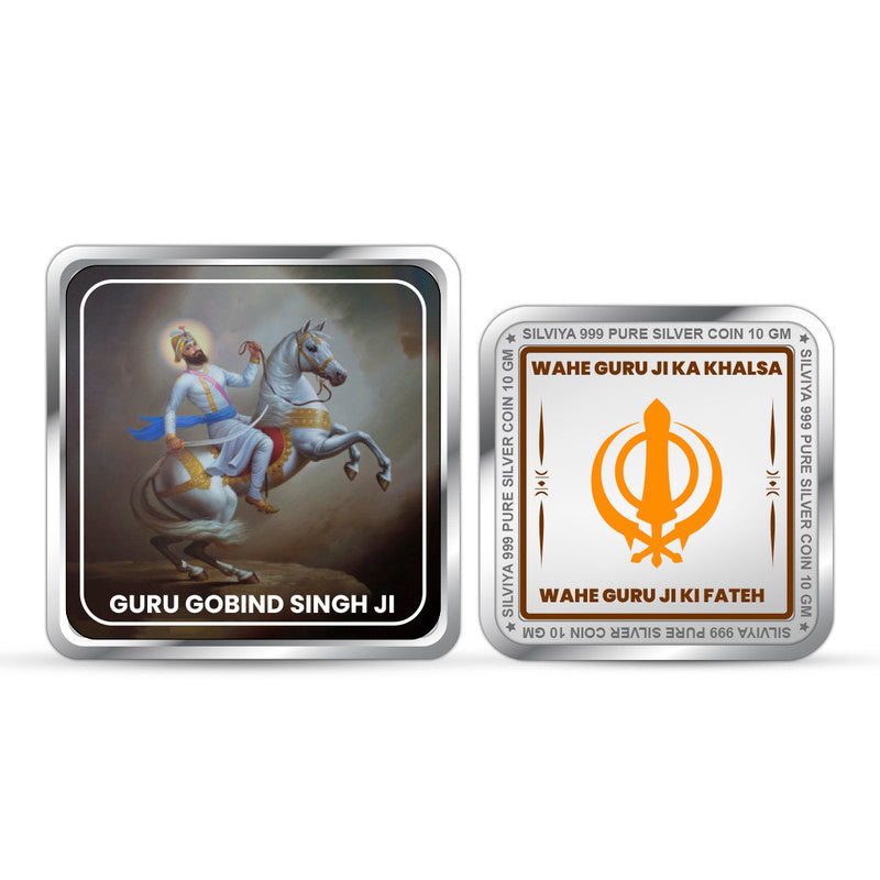 Gurugobind Singh Ji 999 Pure Silver Coin Square Shape