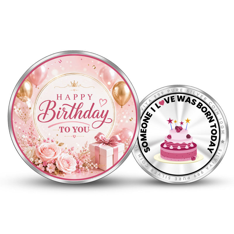 Happy Birthday 999 Pure Silver Coin Round Shape