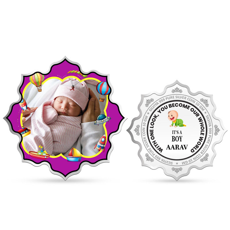 Customized Newborn Baby Boy 999 Pure Silver Coin Lotus