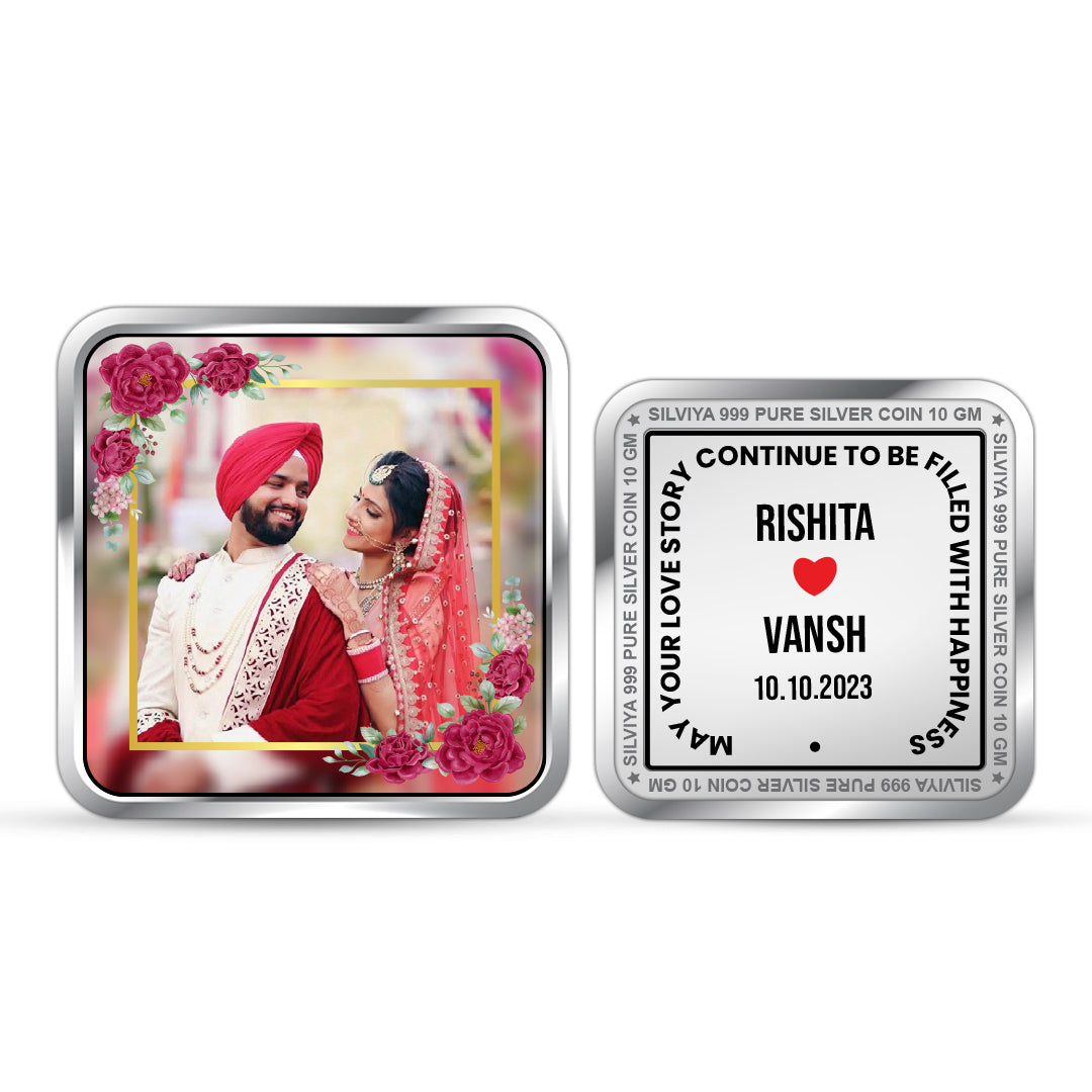 Mark the Moment Square 999 Pure Silver Wedding Gift