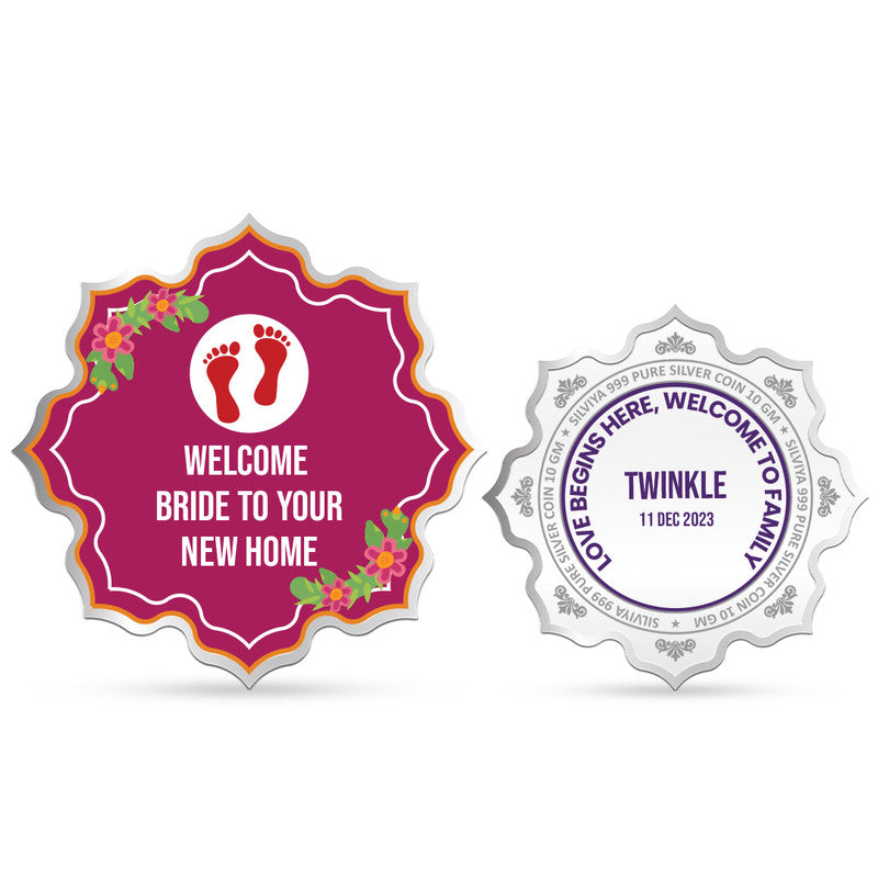 Customized New Bride Welcome 999 Pure Silver Coin Lotus