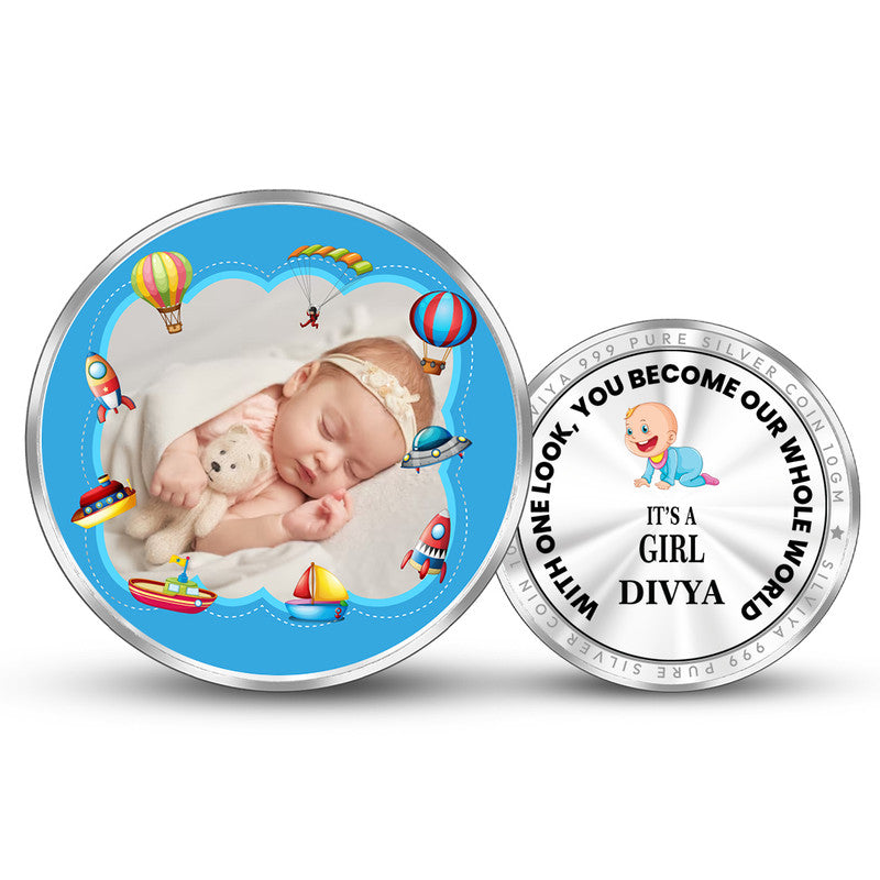 Personalized New Born Baby Boy 999 Pure Silver Coin Round