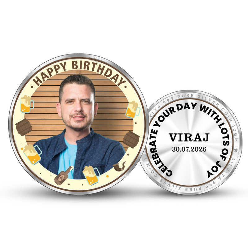 Birthday Customized 999 Pure Silver Round Coin Cheers Design