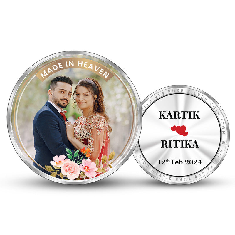 Celebrate Love Personalized 999 Pure Silver Wedding Coin