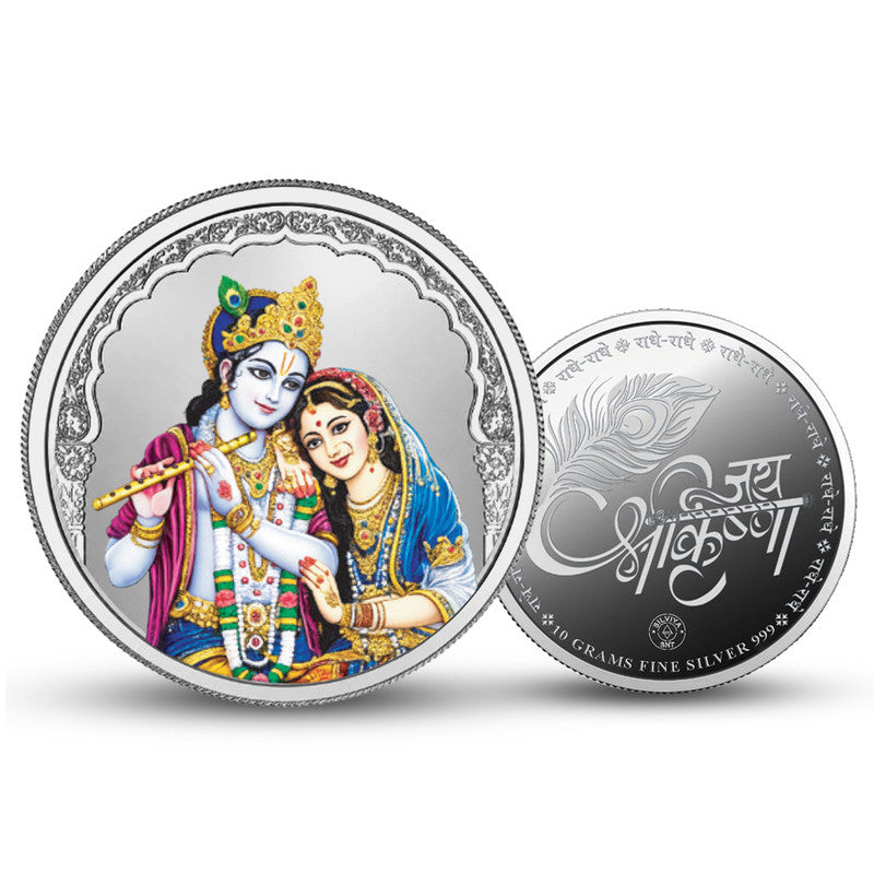 Radha Krishana Ji 999 Pure Silver Coin Round Shape