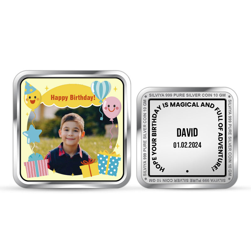 Personalized Birthday Star Gift 999 Pure Silver Coin Square