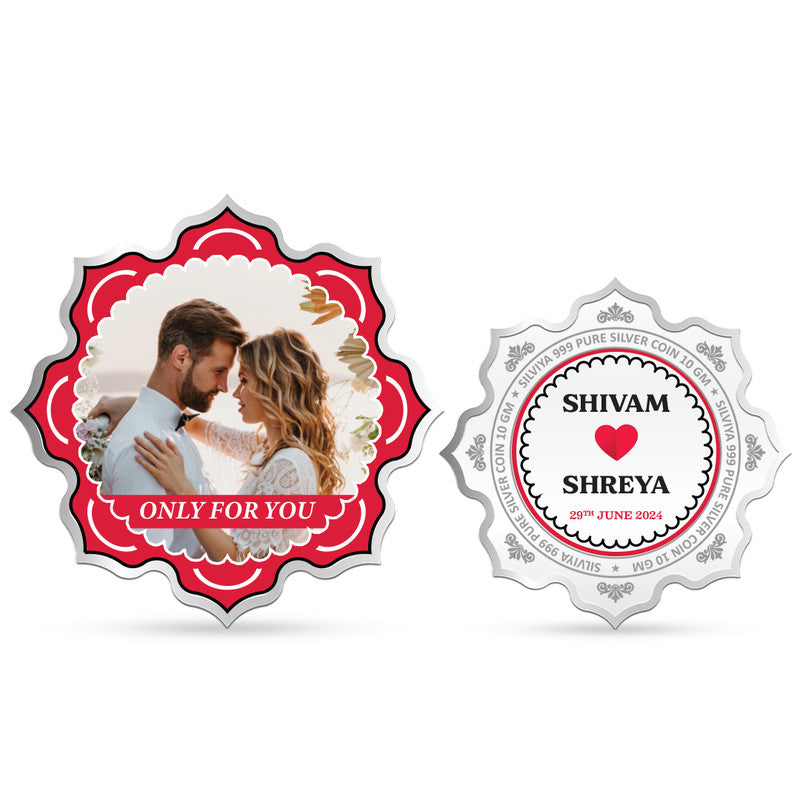 Customized Commitment of Love 999 Pure Silver Coin Lotus