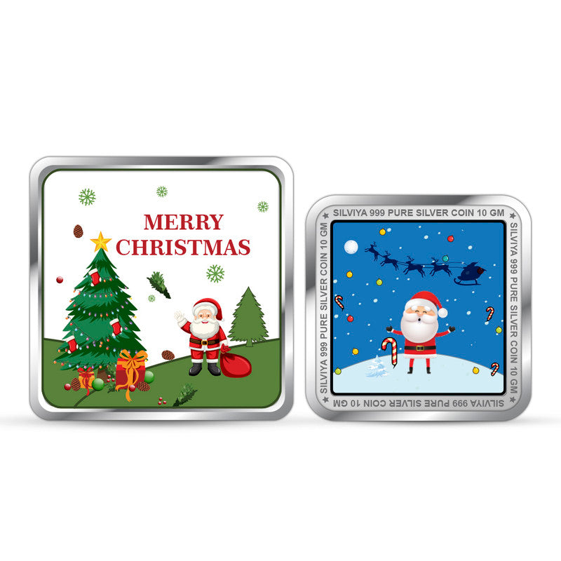 Merry Christmas 999 Pure Silver Coin Square Shape