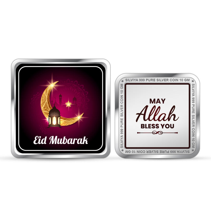 Eid Mubarak 999 Pure Silver Coin Square Shape