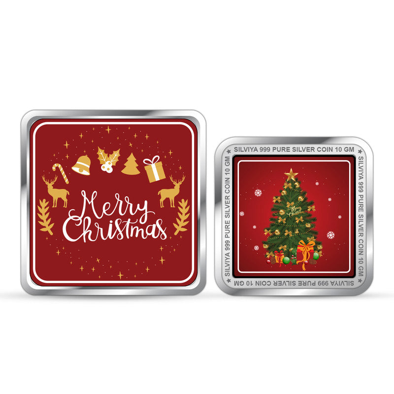 X-Mas 999 Pure Silver Coin Square Shape