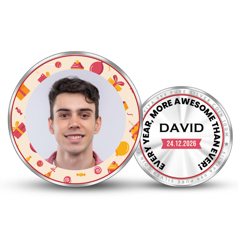 Happy Birthday Treat Personalized 999 Pure Silver Round Coin