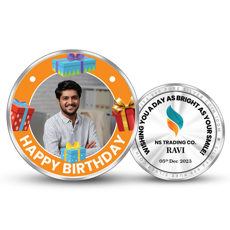 Birthday Wishes on a Round 999 Pure Silver Coin Gift