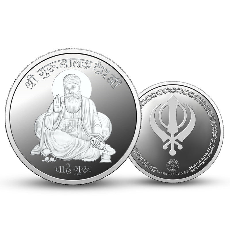 Guru Nanak Dev Ji 999 Pure Silver Coin Round Shape