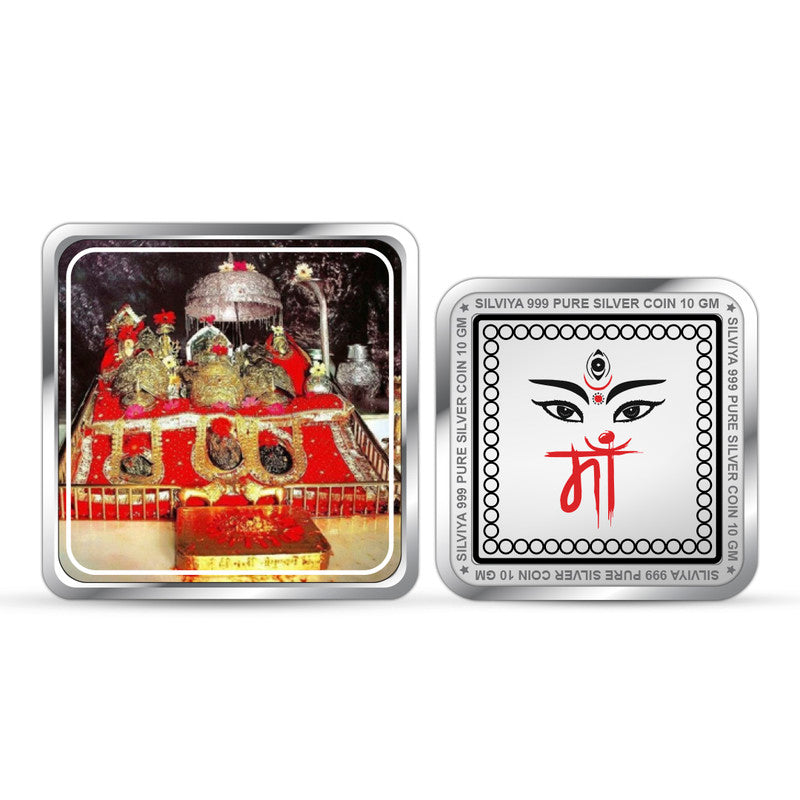 Mata Vaishno Devi 999 Pure Silver Coin Square