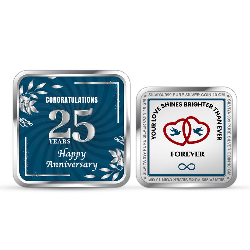 25 Anniversary Congratulation 999 Pure Silver Coin Square