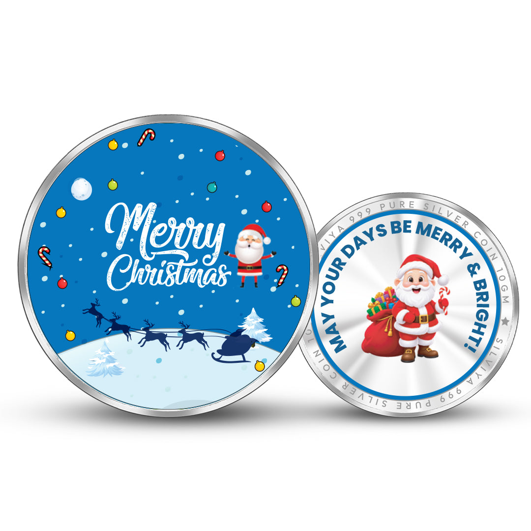 Merry Christmas 999 Pure Silver Coin Round Shape