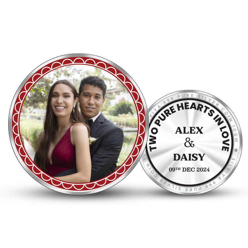 Personalize Dazzling Wedding Gift 999 Pure Silver Coin Round